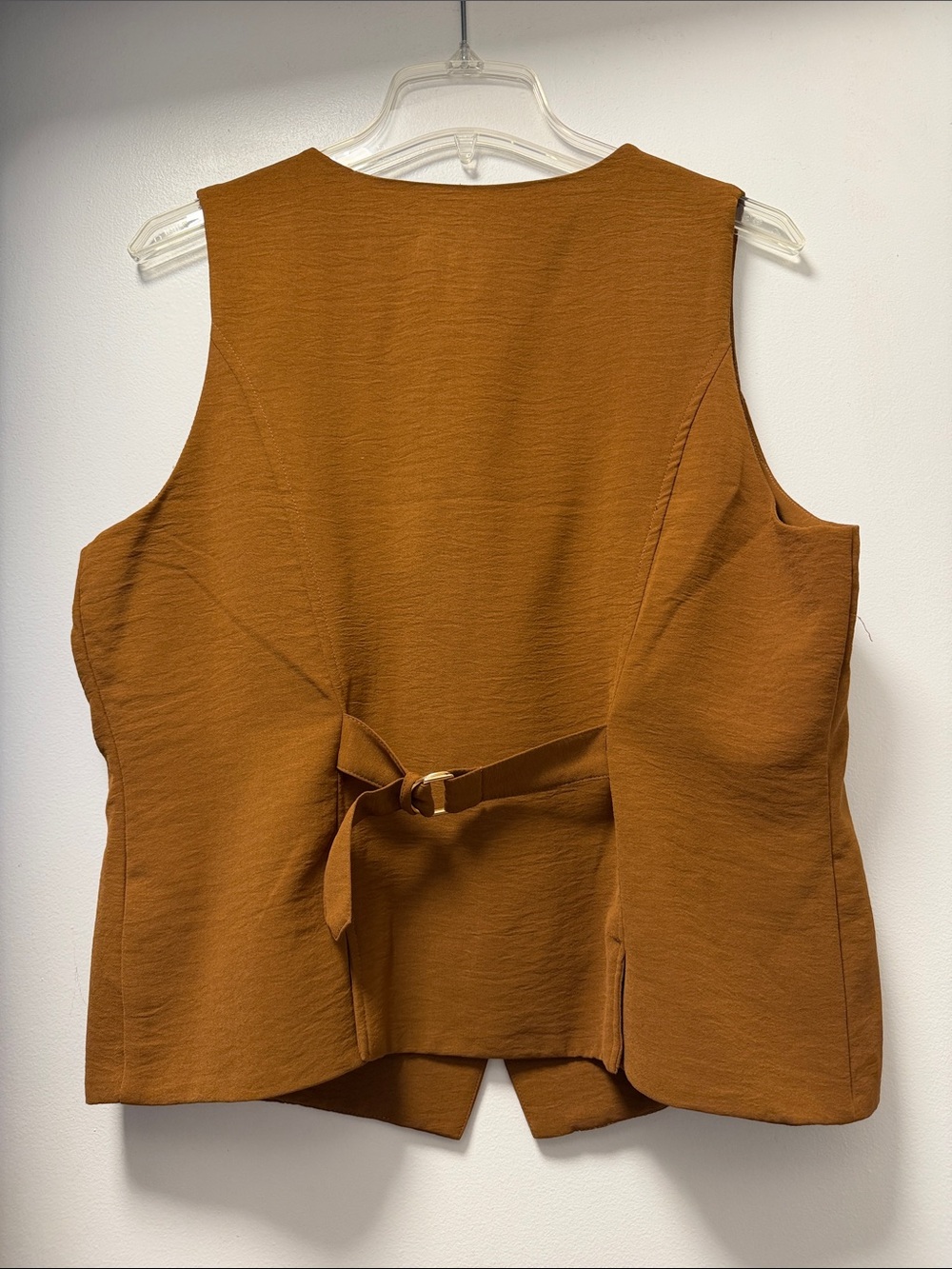 90s style Rachel Zoe Brown Tailored Gold Button Front Vest Waistcoat Size 12 - Picture 4 of 7